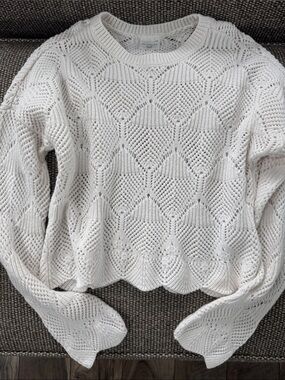 abercrombie kids White Open-Knit Diamond Pattern Sweater